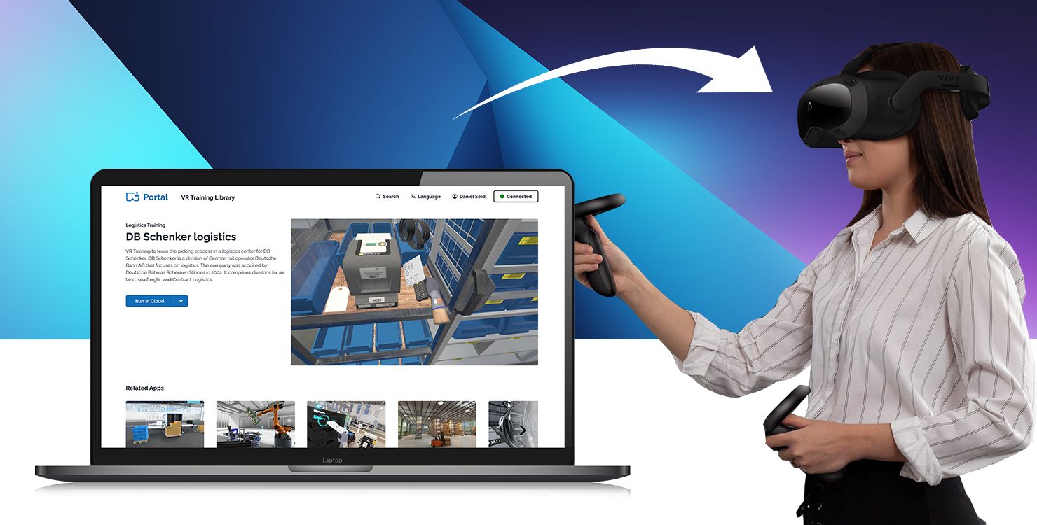 Portal launcher with a catalog of Unity, Unreal Engine, Omniverse Kit, and VRED applications.