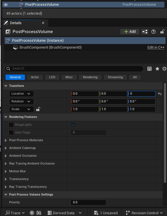 Post Process Volume in the scene
