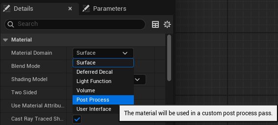 Material Domain → Post Process Material